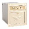 Beige Column Mailbox with Eagle Door