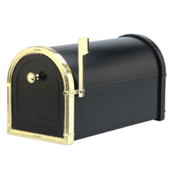 Black Coronado Mailbox with Polished Brass Accents