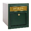 Green Column Mailbox with Plain Door